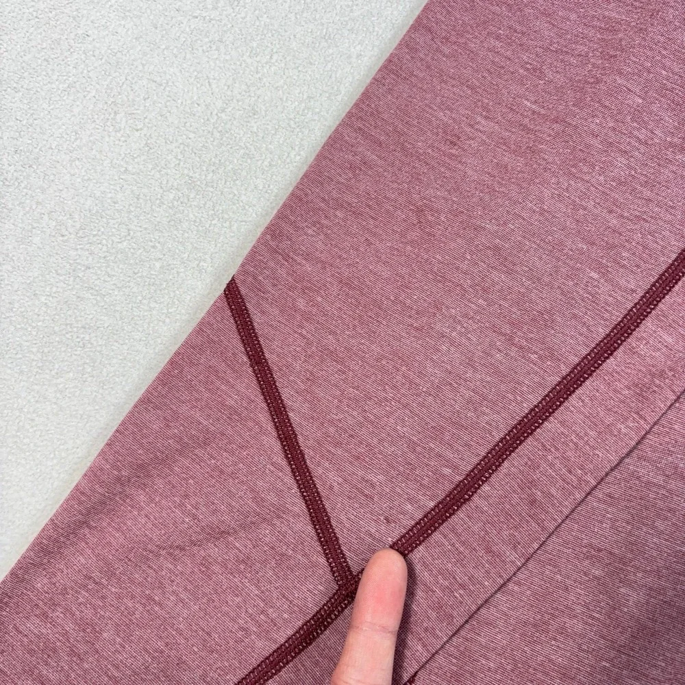 Lululemon T.H.E. HenleyShirt Men's 2XL* Heathered Rosewood Red Logo *SMALL HOLE* - Picture 14 of 16